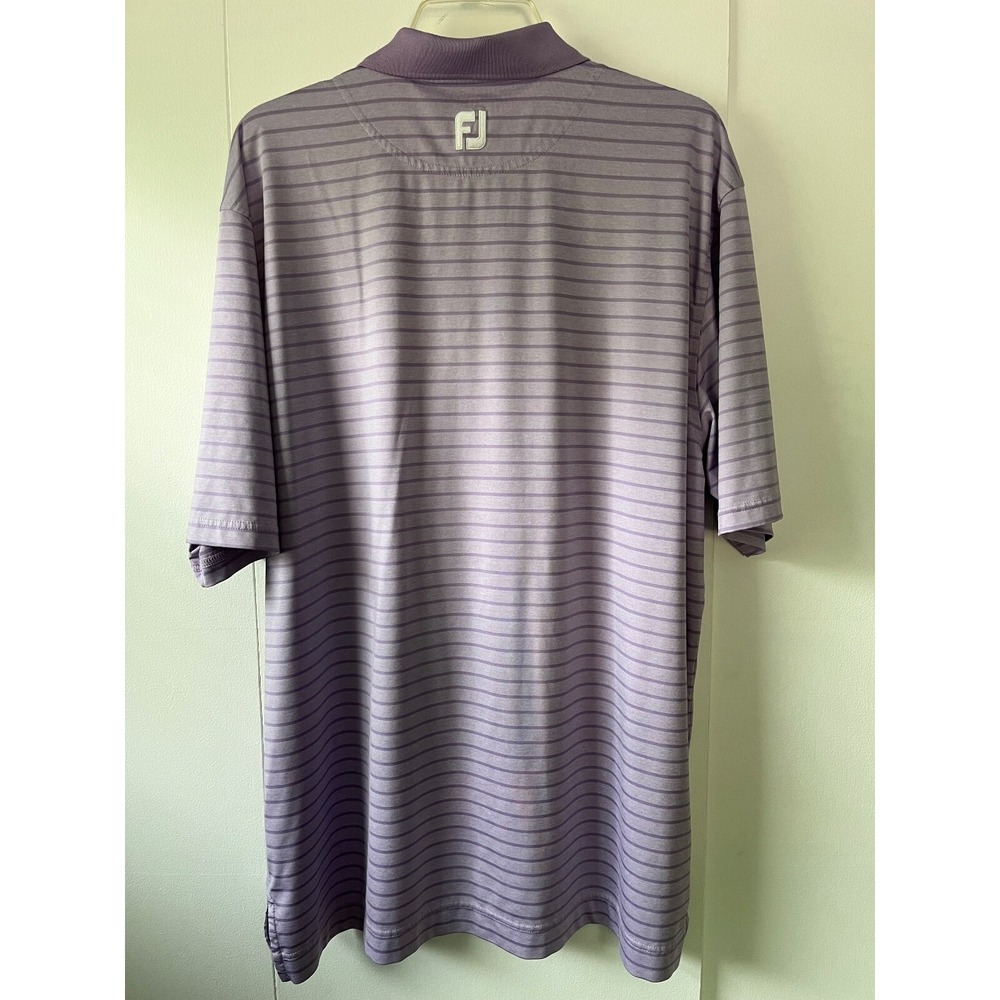 Footjoy Men's XL‎ Golf Polo Shirt Short Sleeve Lavender w/Purple Stripes Stretch - Picture 4 of 6